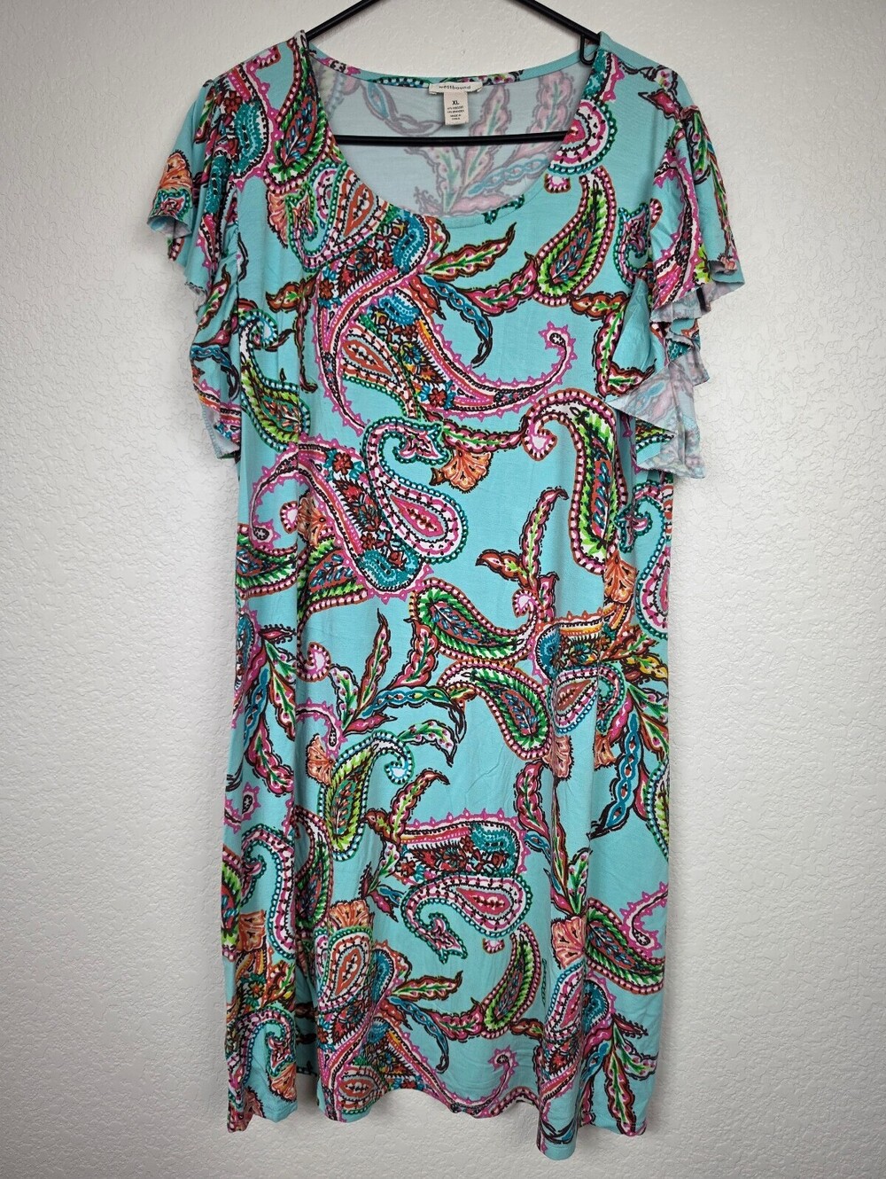 Westbound XL Women's Paisley Print Dress Flutter Sleeves